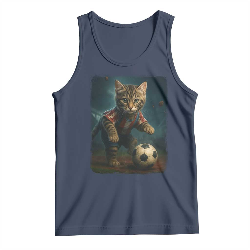 Funny Cat Soccer Ball Tank Top Cute Kitty Football Player Lover TS14 Navy Print Your Wear