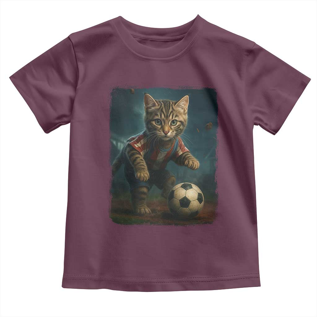 Funny Cat Soccer Ball Toddler T Shirt Cute Kitty Football Player Lover TS14 Maroon Print Your Wear