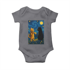 Cat Starry Night Baby Onesie Van Gogh Violin Kitty Lover TS14 Charcoal Print Your Wear