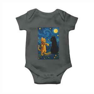 Cat Starry Night Baby Onesie Van Gogh Violin Kitty Lover TS14 Dark Heather Print Your Wear
