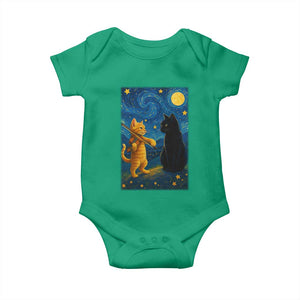 Cat Starry Night Baby Onesie Van Gogh Violin Kitty Lover TS14 Irish Green Print Your Wear