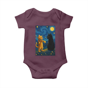 Cat Starry Night Baby Onesie Van Gogh Violin Kitty Lover TS14 Maroon Print Your Wear