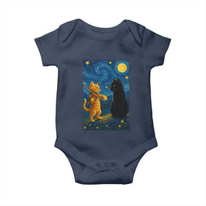 Cat Starry Night Baby Onesie Van Gogh Violin Kitty Lover TS14 Navy Print Your Wear