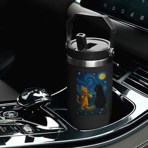 Cat Starry Night Flip Straw Tumbler Van Gogh Violin Kitty Lover TS14 Print Your Wear