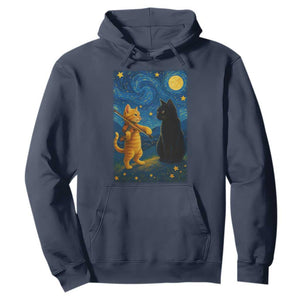 Cat Starry Night Hoodie Van Gogh Violin Kitty Lover TS14 Navy Print Your Wear