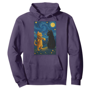 Cat Starry Night Hoodie Van Gogh Violin Kitty Lover TS14 Purple Print Your Wear