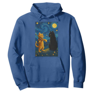 Cat Starry Night Hoodie Van Gogh Violin Kitty Lover TS14 Royal Blue Print Your Wear