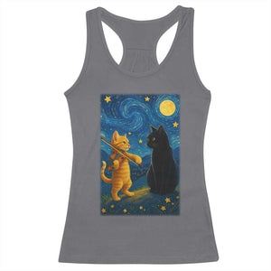 Cat Starry Night Racerback Tank Top Van Gogh Violin Kitty Lover TS14 Charcoal Print Your Wear
