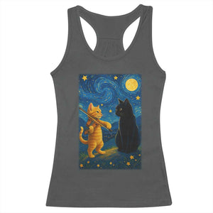 Cat Starry Night Racerback Tank Top Van Gogh Violin Kitty Lover TS14 Dark Heather Print Your Wear