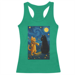Cat Starry Night Racerback Tank Top Van Gogh Violin Kitty Lover TS14 Irish Green Print Your Wear