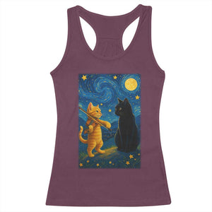 Cat Starry Night Racerback Tank Top Van Gogh Violin Kitty Lover TS14 Maroon Print Your Wear