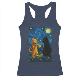 Cat Starry Night Racerback Tank Top Van Gogh Violin Kitty Lover TS14 Navy Print Your Wear