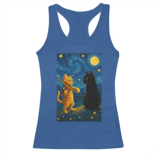 Cat Starry Night Racerback Tank Top Van Gogh Violin Kitty Lover TS14 Royal Blue Print Your Wear