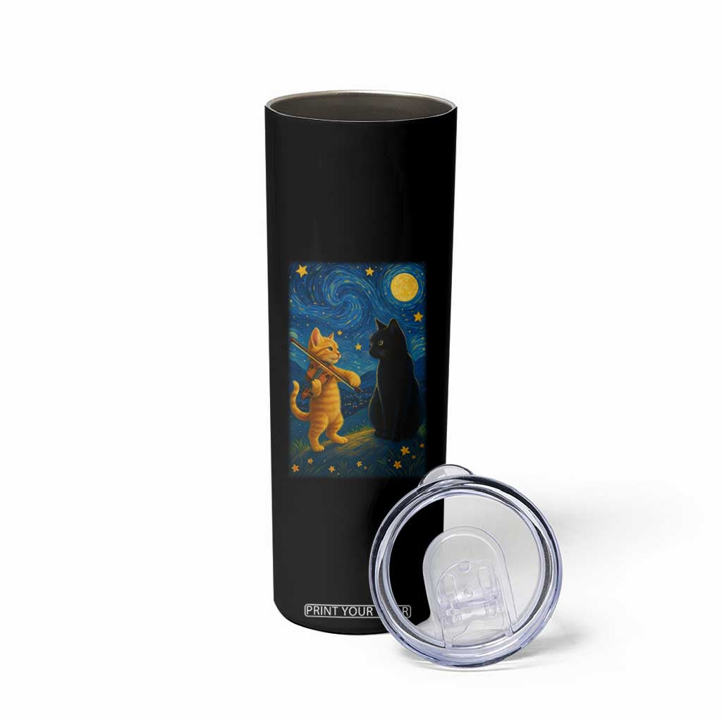 Cat Starry Night Skinny Tumbler Van Gogh Violin Kitty Lover TS14 Print Your Wear