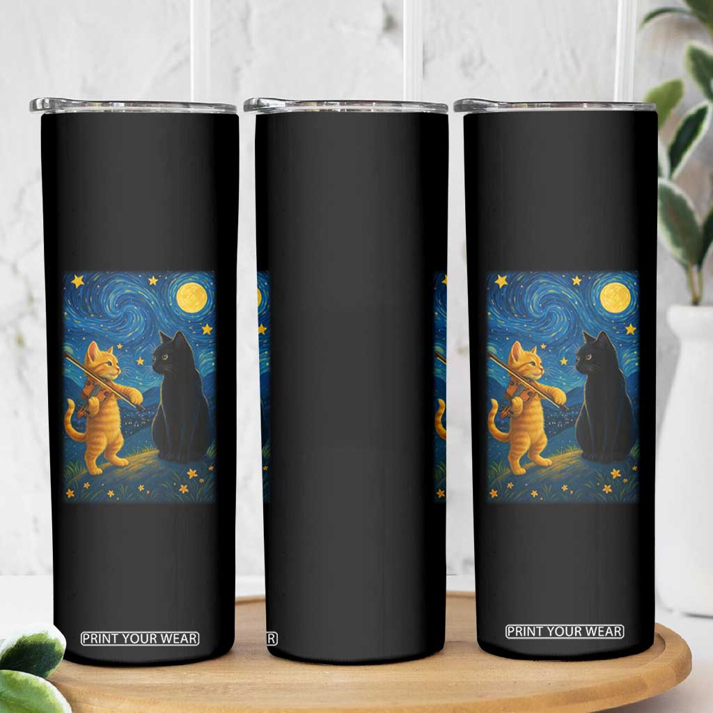 Cat Starry Night Skinny Tumbler Van Gogh Violin Kitty Lover TS14 Print Your Wear