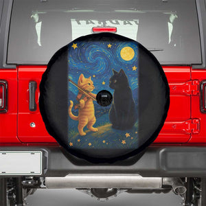 Cat Starry Night Spare Tire Cover Van Gogh Violin Kitty Lover TS14 Black Print Your Wear