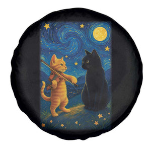 Cat Starry Night Spare Tire Cover Van Gogh Violin Kitty Lover TS14 Print Your Wear