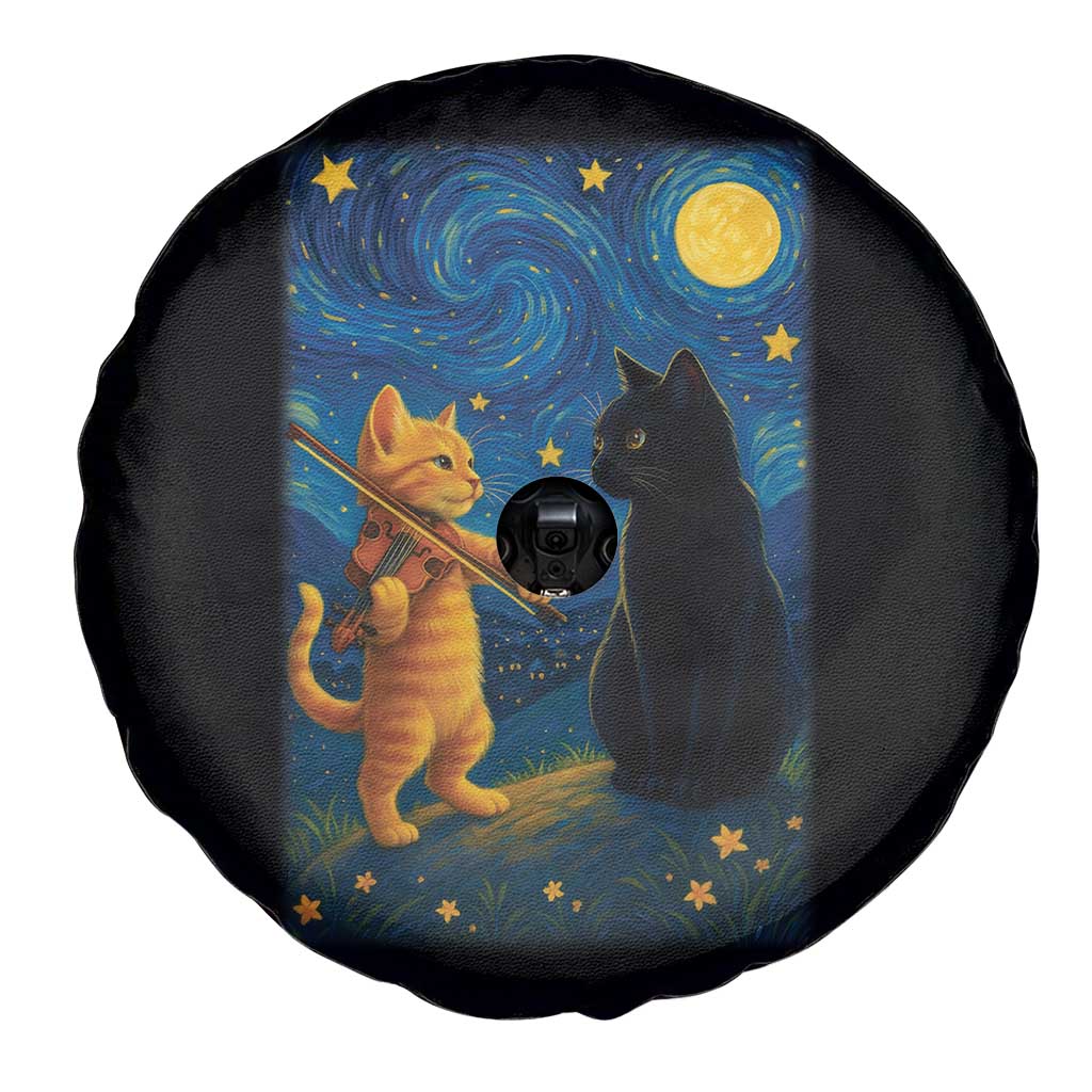 Cat Starry Night Spare Tire Cover Van Gogh Violin Kitty Lover TS14 Print Your Wear
