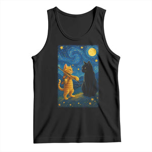 Cat Starry Night Tank Top Van Gogh Violin Kitty Lover TS14 Black Print Your Wear