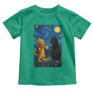 Cat Starry Night Toddler T Shirt Van Gogh Violin Kitty Lover TS14 Irish Green Print Your Wear
