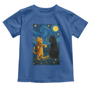 Cat Starry Night Toddler T Shirt Van Gogh Violin Kitty Lover TS14 Royal Blue Print Your Wear