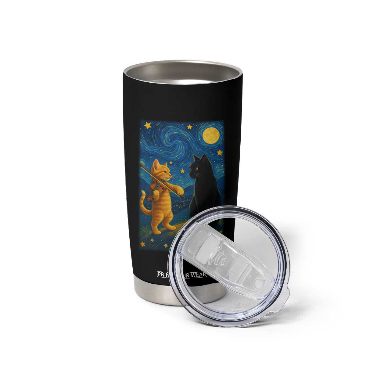 Cat Starry Night Tumbler Cup Van Gogh Violin Kitty Lover TS14 Print Your Wear
