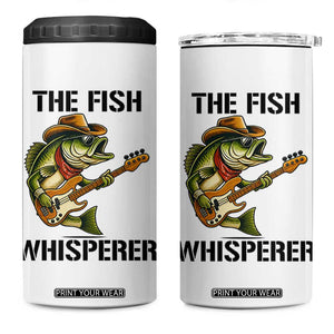 Funny Bass Fishing 4 in 1 Can Cooler Tumbler The Fish Whisperer Fisherman Humor TS14 One Size: 16 oz White Print Your Wear