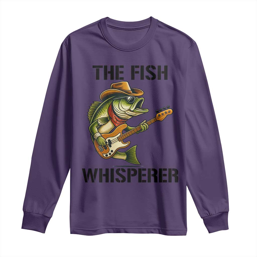 Funny Bass Fishing Long Sleeve Shirt The Fish Whisperer Fisherman Humor TS14 Purple Print Your Wear