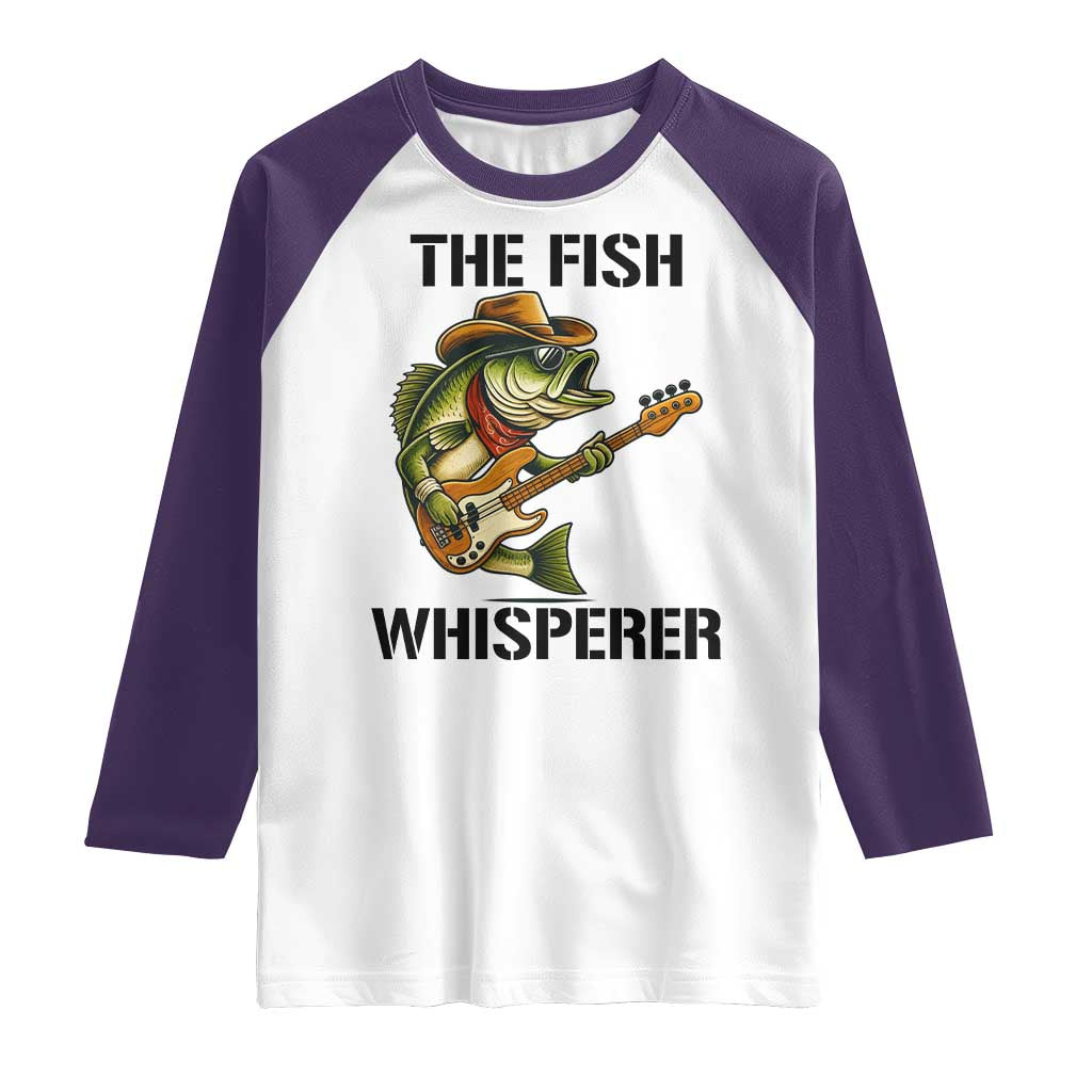 Funny Bass Fishing Raglan Shirt The Fish Whisperer Fisherman Humor TS14 White Purple Print Your Wear