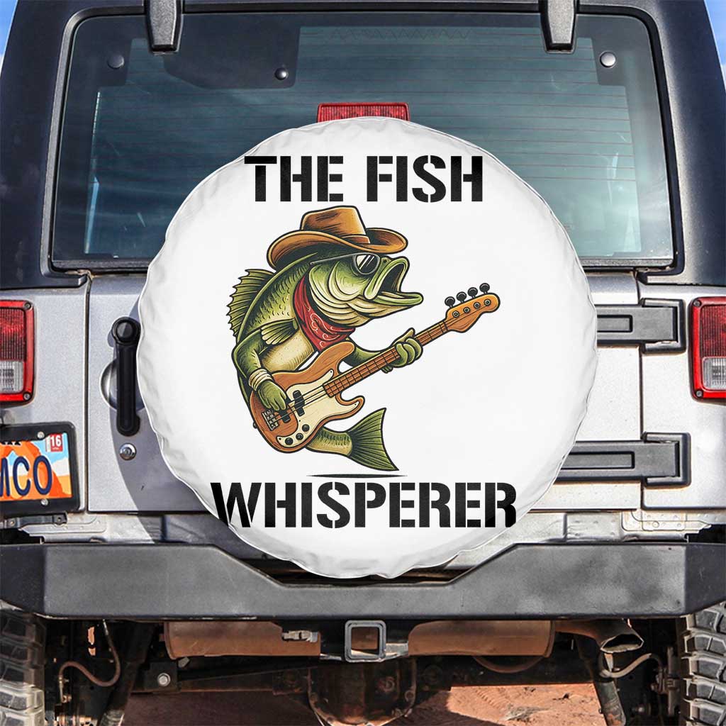 Funny Bass Fishing Spare Tire Cover The Fish Whisperer Fisherman Humor TS14 No hole White Print Your Wear