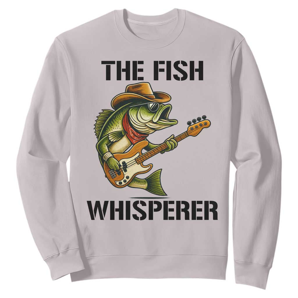 Funny Bass Fishing Sweatshirt The Fish Whisperer Fisherman Humor TS14 Ice Gray Print Your Wear