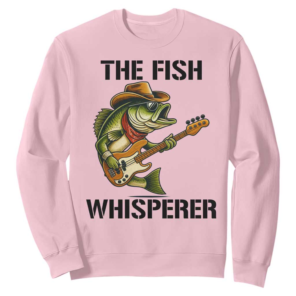 Funny Bass Fishing Sweatshirt The Fish Whisperer Fisherman Humor TS14 Light Pink Print Your Wear