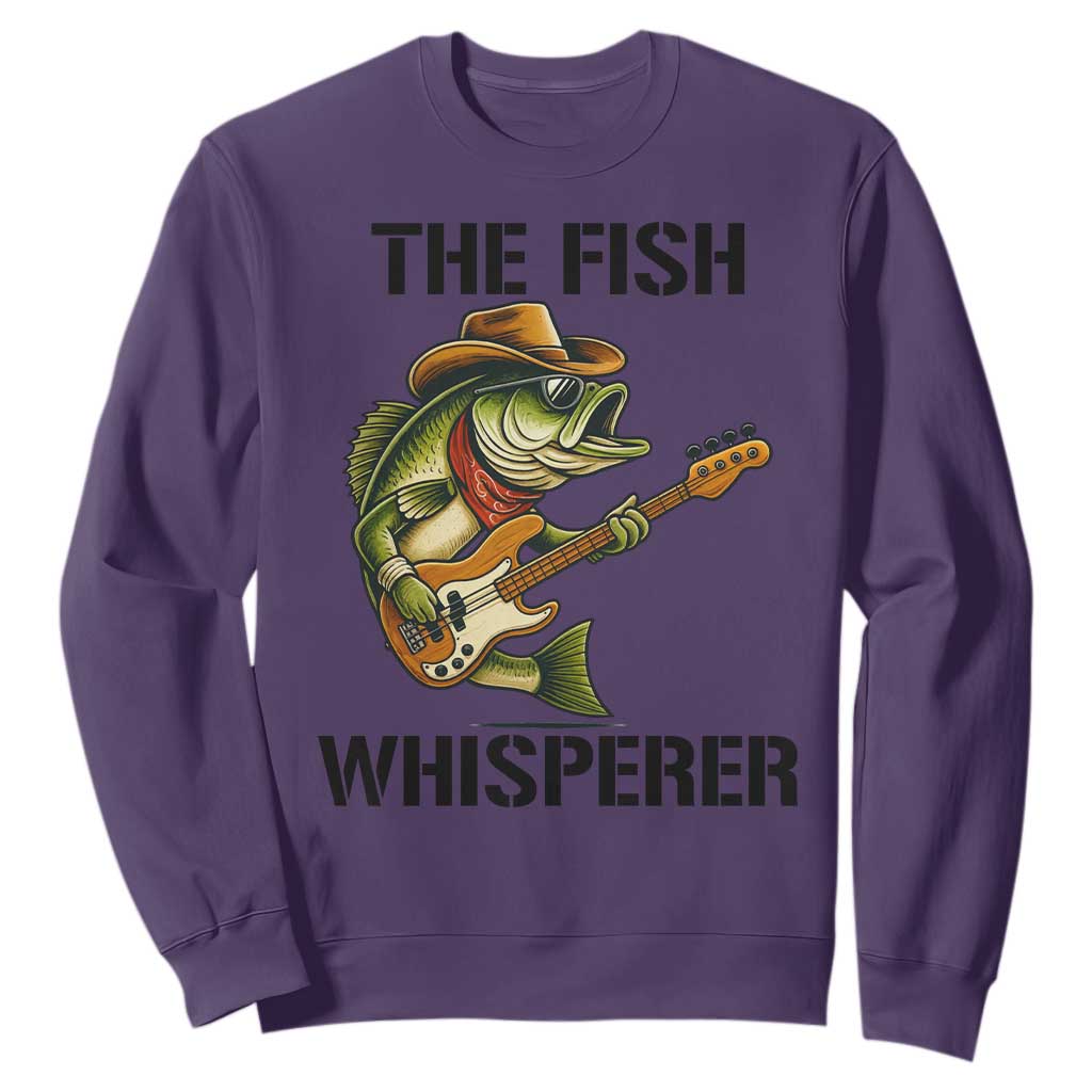Funny Bass Fishing Sweatshirt The Fish Whisperer Fisherman Humor TS14 Purple Print Your Wear