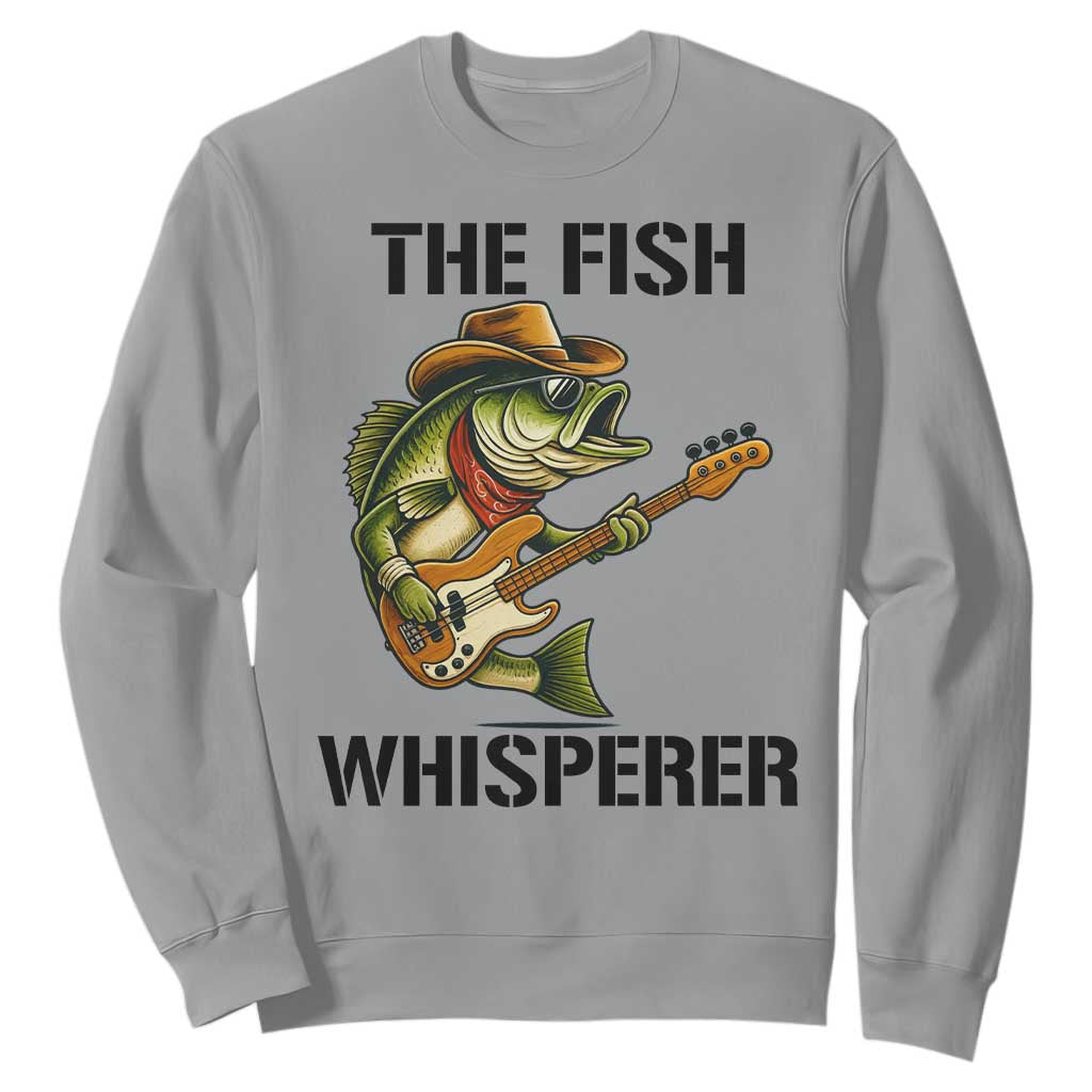 Funny Bass Fishing Sweatshirt The Fish Whisperer Fisherman Humor TS14 Sport Gray Print Your Wear