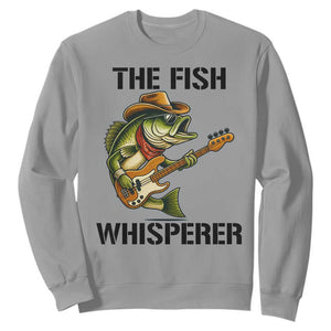 Funny Bass Fishing Sweatshirt The Fish Whisperer Fisherman Humor TS14 Sport Gray Print Your Wear