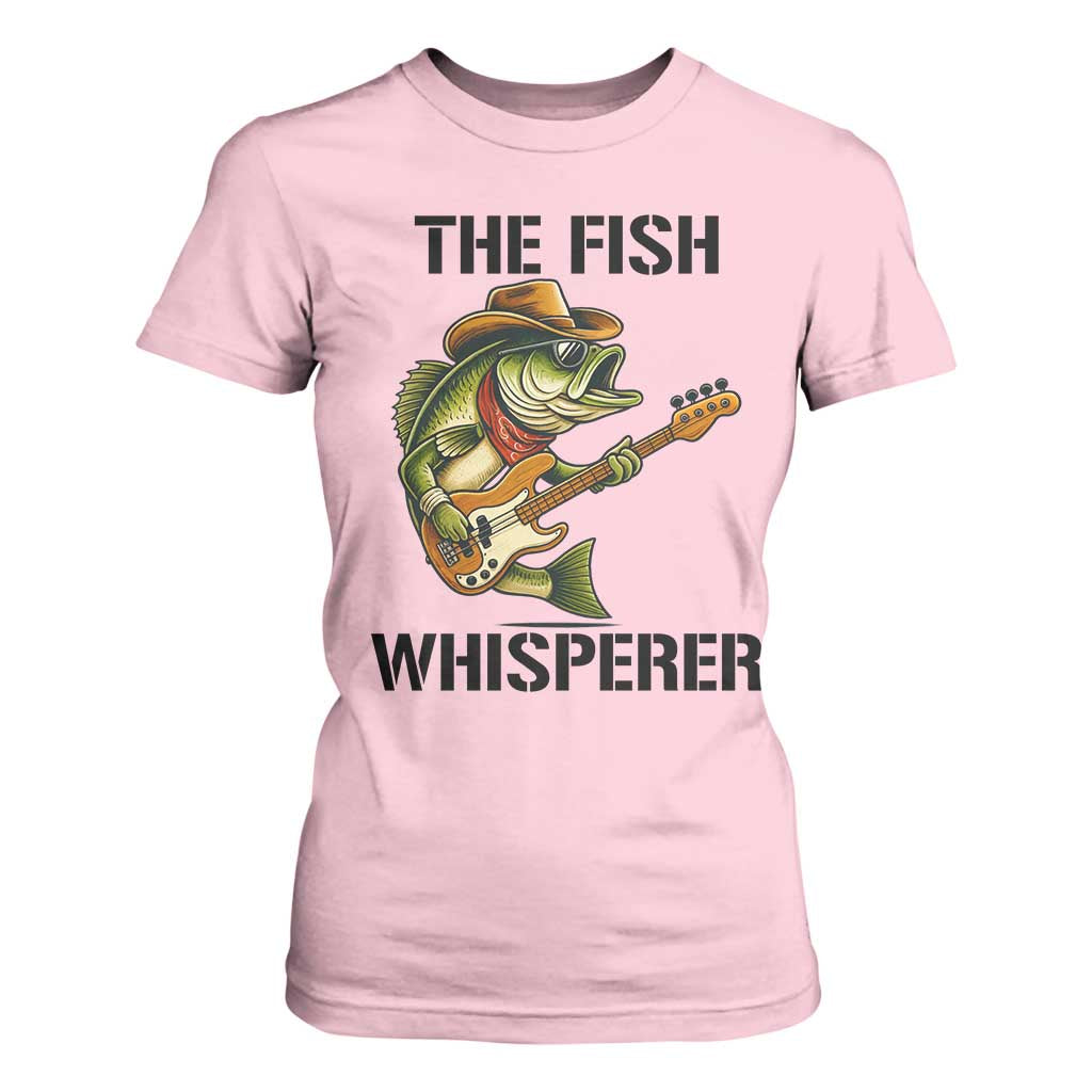 Funny Bass Fishing T Shirt For Women The Fish Whisperer Fisherman Humor TS14 Light Pink Print Your Wear