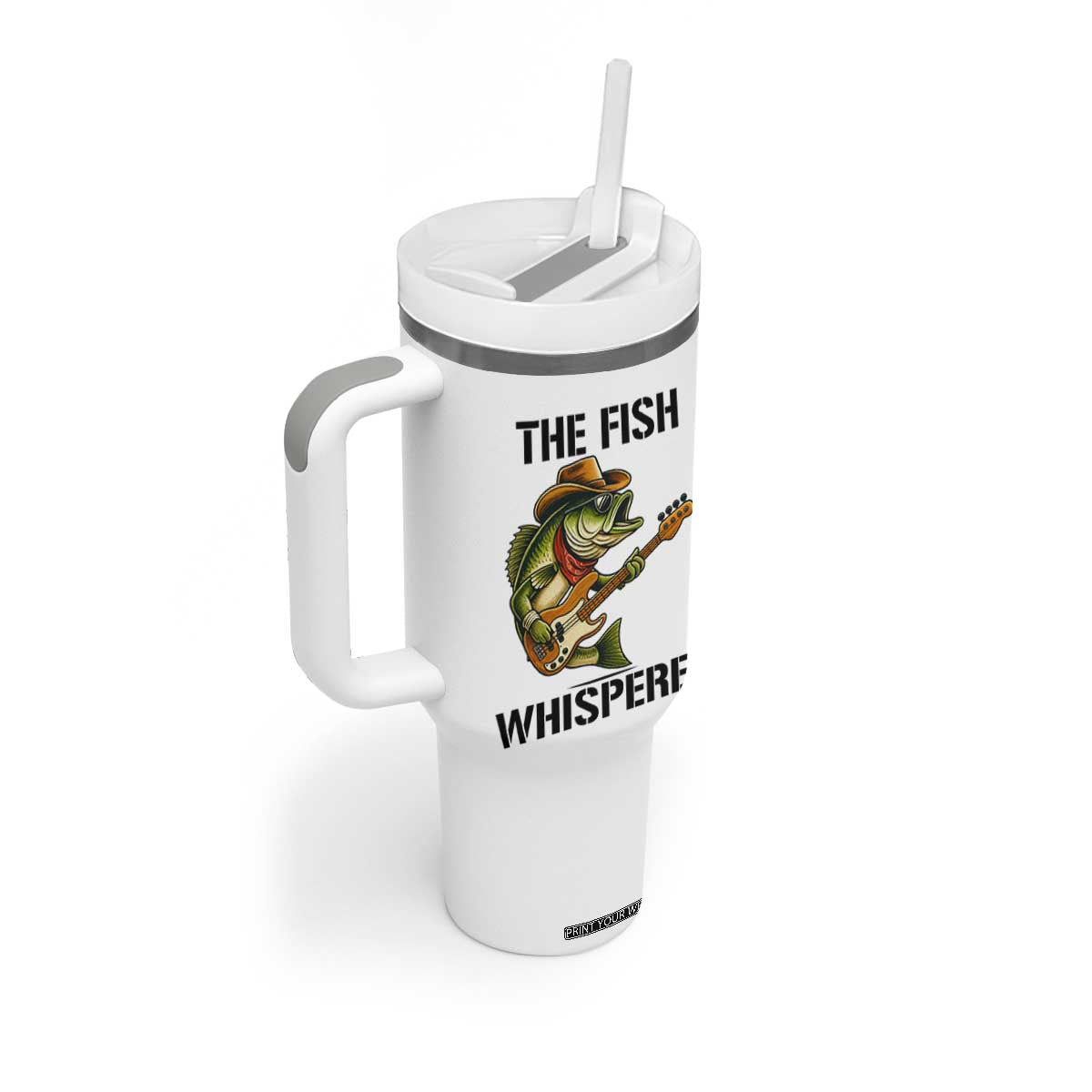 Funny Bass Fishing Tumbler With Handle The Fish Whisperer Fisherman Humor TS14 Print Your Wear