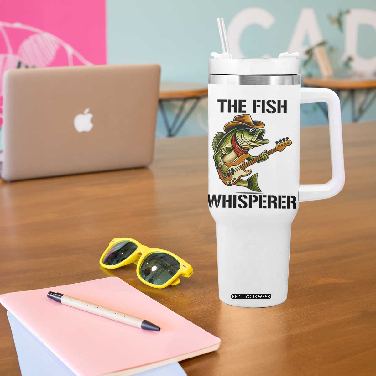 Funny Bass Fishing Tumbler With Handle The Fish Whisperer Fisherman Humor TS14 Print Your Wear