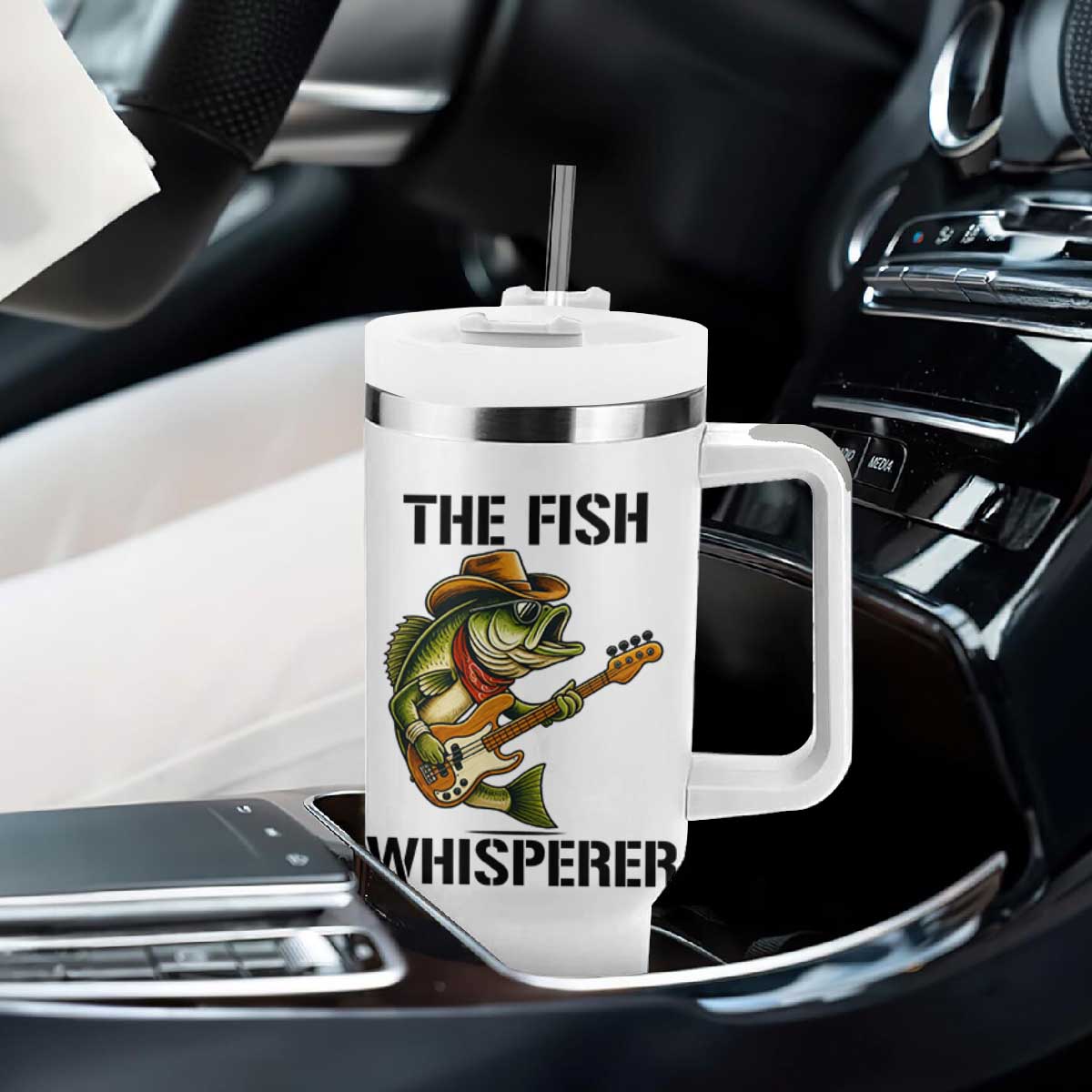 Funny Bass Fishing Tumbler With Handle The Fish Whisperer Fisherman Humor TS14 Print Your Wear