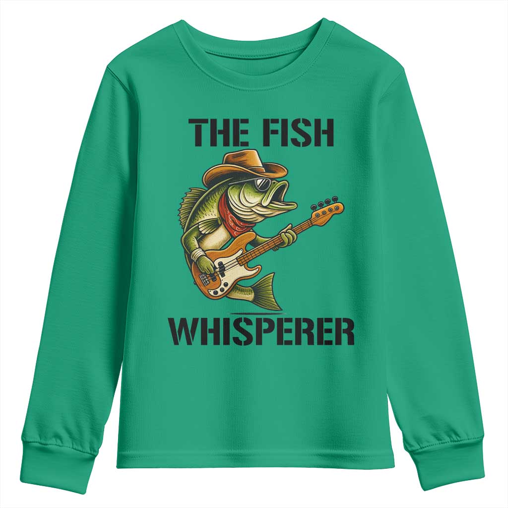 Funny Bass Fishing Youth Sweatshirt The Fish Whisperer Fisherman Humor TS14 Irish Green Print Your Wear