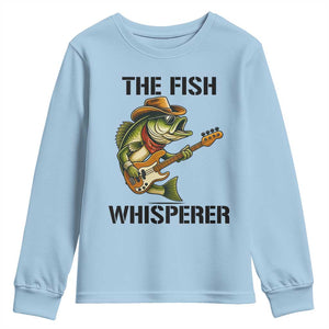 Funny Bass Fishing Youth Sweatshirt The Fish Whisperer Fisherman Humor TS14 Light Blue Print Your Wear