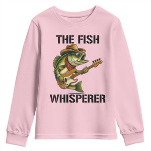 Funny Bass Fishing Youth Sweatshirt The Fish Whisperer Fisherman Humor TS14 Light Pink Print Your Wear