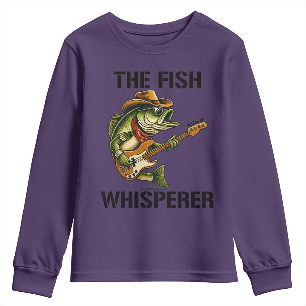 Funny Bass Fishing Youth Sweatshirt The Fish Whisperer Fisherman Humor TS14 Purple Print Your Wear