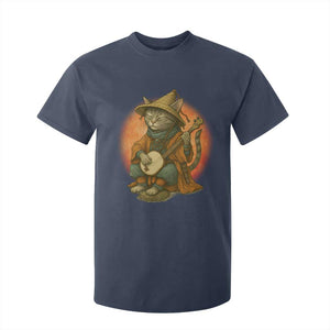 Japanese Samurai Cat T Shirt For Kid Retro Cat Playing Shamisen Art TS14 Navy Print Your Wear