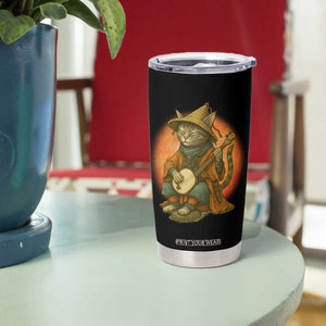 Japanese Samurai Cat Tumbler Cup Retro Cat Playing Shamisen Art TS14 Print Your Wear