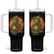 Japanese Samurai Cat Tumbler With Handle Retro Cat Playing Shamisen Art TS14 One Size: 40 oz Black Print Your Wear