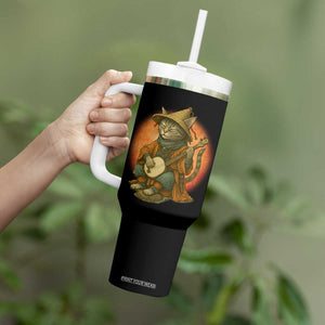 Japanese Samurai Cat Tumbler With Handle Retro Cat Playing Shamisen Art TS14 Print Your Wear