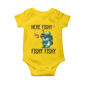 Funny Bass Fish Baby Onesie Here Fishy Fishy Fisherman Fishing Lover TS14 Daisy Print Your Wear