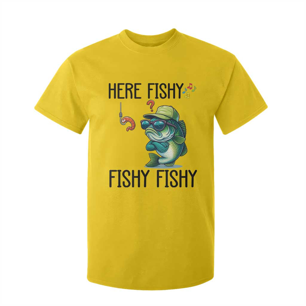 Funny Bass Fish T Shirt For Kid Here Fishy Fishy Fisherman Fishing Lover TS14 Daisy Print Your Wear