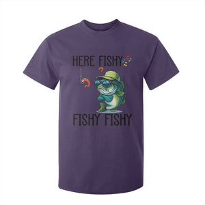 Funny Bass Fish T Shirt For Kid Here Fishy Fishy Fisherman Fishing Lover TS14 Purple Print Your Wear